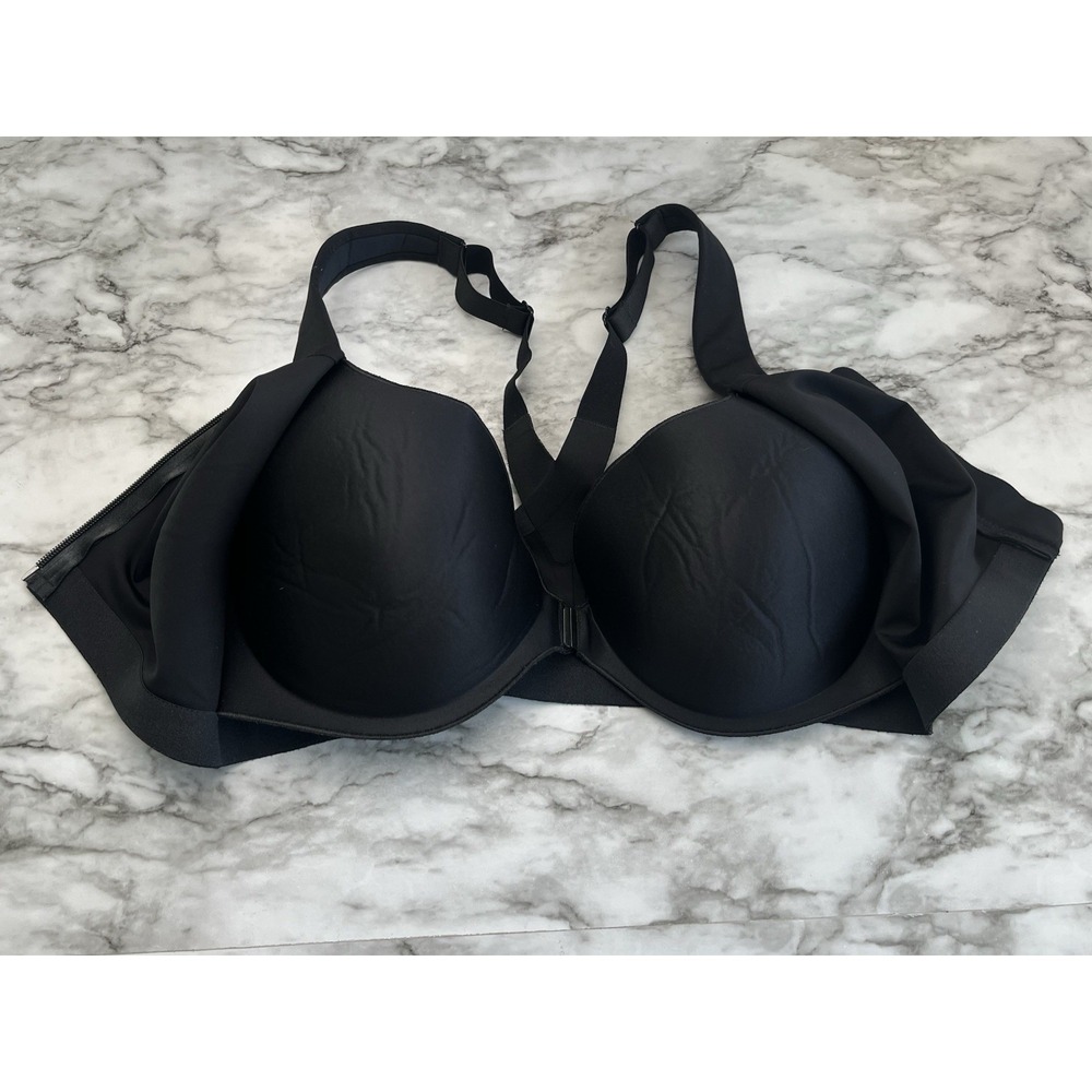Victoria Secret Incredible Knockout Sport Bra 36DD Front Zip Underwire Black - Picture 3 of 6